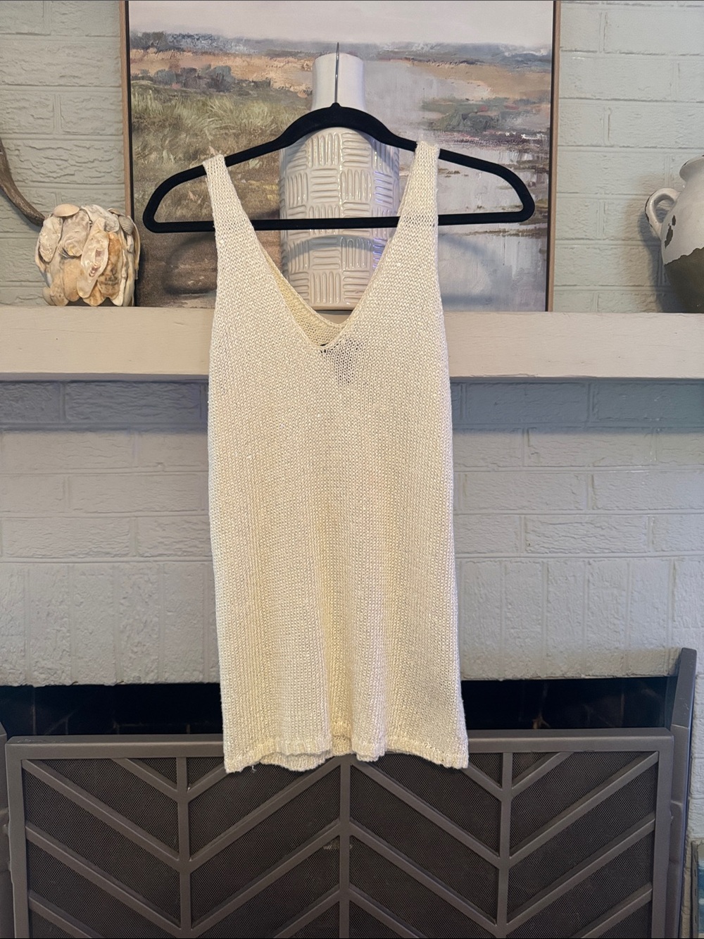 Ralph Lauren Cream Knit V-Neck Tank Top - Picture 6 of 11